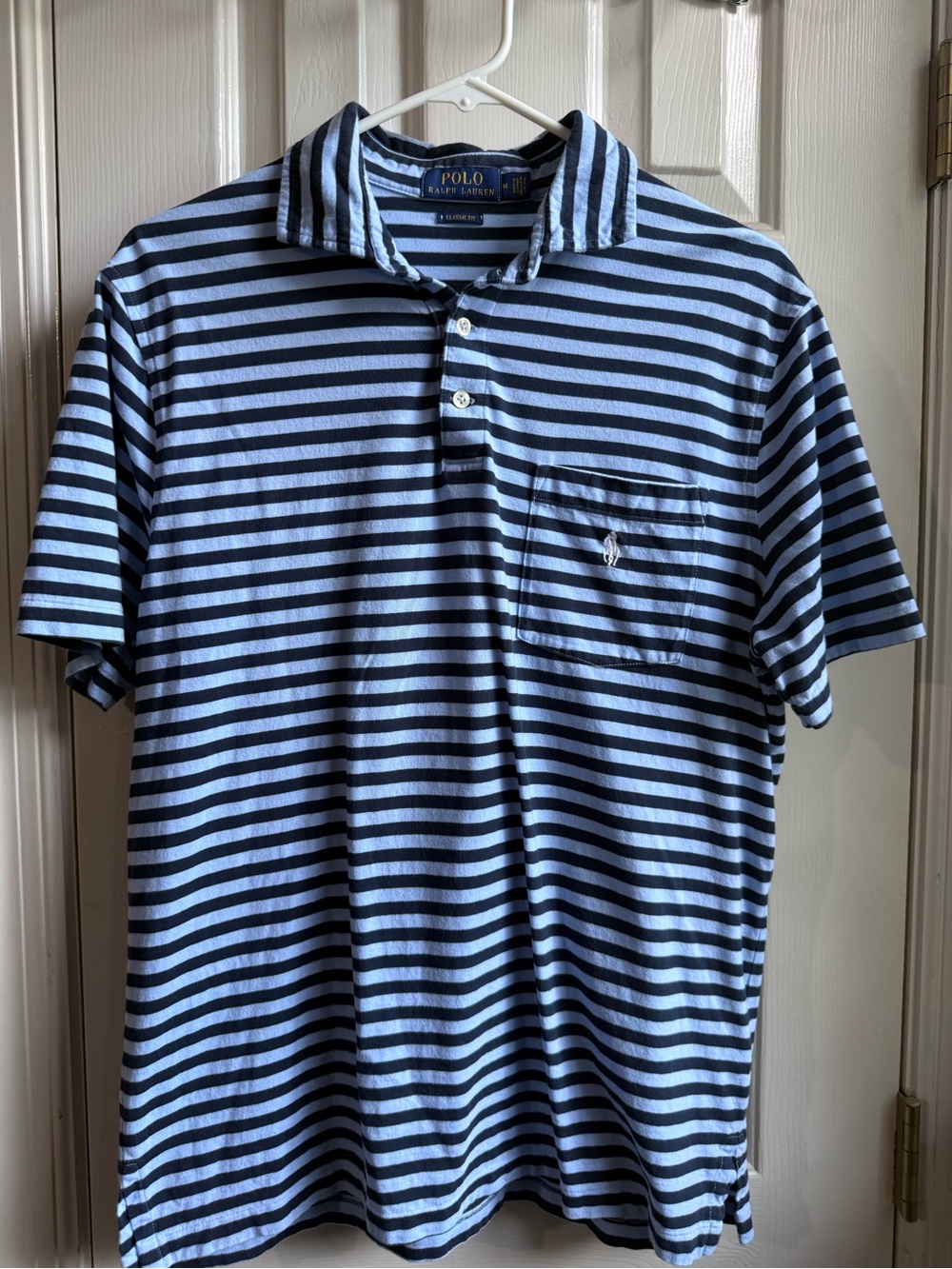Ralph Lauren Navy & Light Blue Striped Polo Shirt